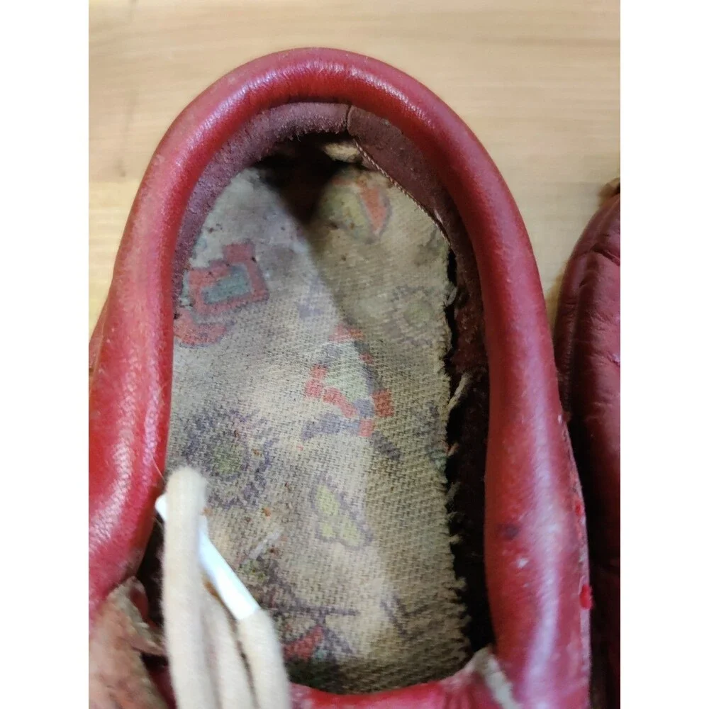 Vintage NATIVE AMERICAN Red CHILD'S Beaded MOCCASINS For Display Only READ